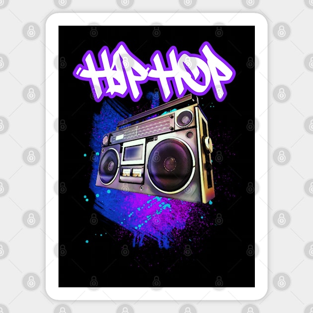 Hip Hop Boombox Purple X Magnet by LopGraphiX